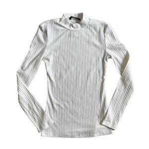 SHEIN ribbed mock neck ivory long sleeve lightweight sweater size S